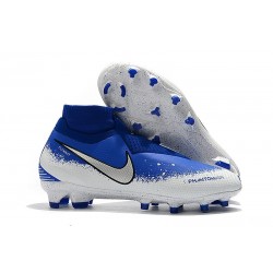 Nouvelles Chaussures de Football Nike Phantom VSN Elite DF FG Bleu Blanc Argent