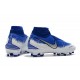 Nouvelles Chaussures de Football Nike Phantom VSN Elite DF FG Bleu Blanc Argent