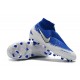 Nouvelles Chaussures de Football Nike Phantom VSN Elite DF FG Bleu Blanc Argent