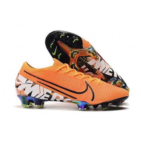 Chaussures Nike Mercurial Vapor 13 Elite FG Orange Noir Blanc