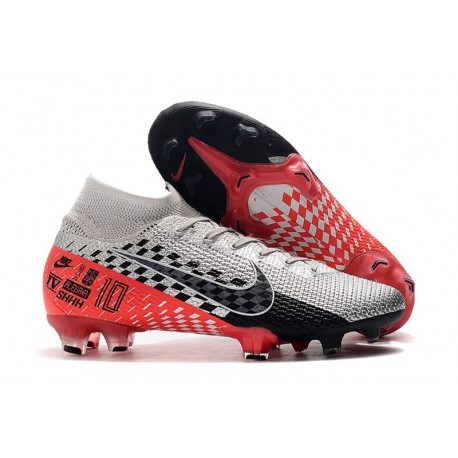 Neymar Nike Mercurial Superfly VII Elite FG Chromé Noir Rouge Platine