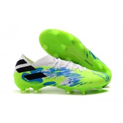 Chaussures de Foot adidas Nemeziz 19.1 FG Blanc Vert Bleu