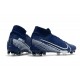 Nike Crampons Football Mercurial Superfly 7 Elite SE FG Bleu Blanc