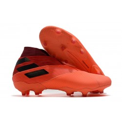 Crampons de Football adidas Nemeziz 19+ FG Corail Noir Rouge Goire