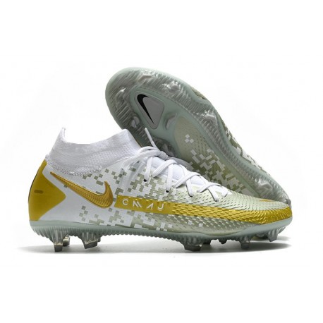 Chaussure Nike Phantom GT Elite Dynamic Fit DF FG Blanc Or