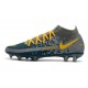 Nike Phantom GT Elite DF DF FG Crampons Bleu Gris Jaune