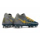 Nike Phantom GT Elite DF DF FG Crampons Bleu Gris Jaune