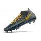 Nike Phantom GT Elite DF DF FG Crampons Bleu Gris Jaune