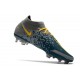 Nike Phantom GT Elite DF DF FG Crampons Bleu Gris Jaune