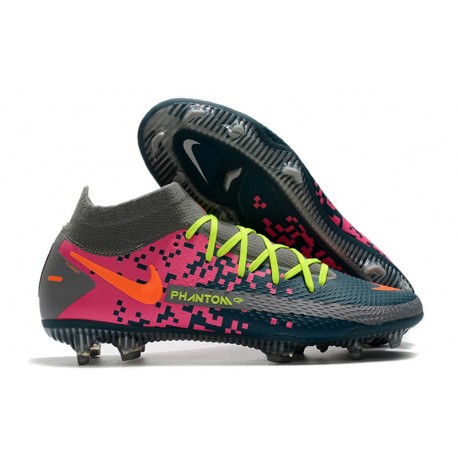 Nike Phantom GT Elite DF DF FG Crampons Gris Bleu Rose