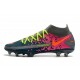 Nike Phantom GT Elite DF DF FG Crampons Gris Bleu Rose