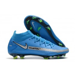 Nike Phantom GT Elite DF DF FG Crampons Bleu Argent