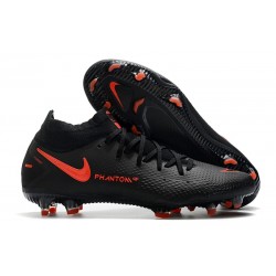 Nike Phantom GT Elite DF DF FG Crampons Noir Rouge Chili Gris fumee