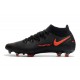 Nike Phantom GT Elite DF DF FG Crampons Noir Rouge Chili Gris fumee