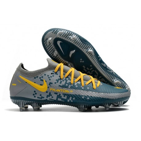 Nike Nouvel Crampons 2021 Phantom GT Elite FG Bleu Jaune