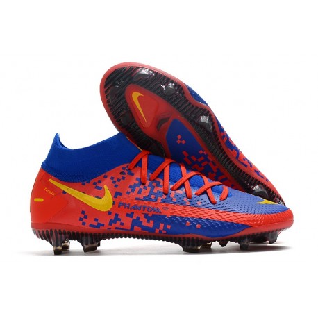 Nike Phantom GT Elite DF DF FG Crampons Bleu Jaune Rouge