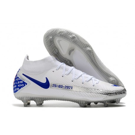 Nike Phantom GT Elite DF DF FG Crampons Blanc Bleu