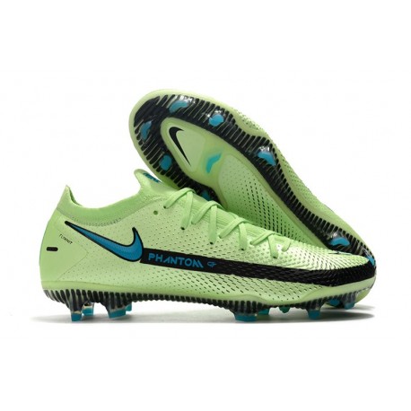 Nike Nouvel Crampons 2021 Phantom GT Elite FG Impulse - Vert Bleu