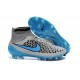 Chaussures Football Magista Obra FG - Terrain Sec - Gris Loup Bleu Turquoise Noir