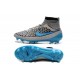 Chaussures Football Magista Obra FG - Terrain Sec - Gris Loup Bleu Turquoise Noir