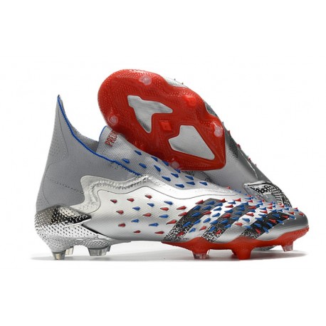 adidas Predator Freak + FG/AG Argent Métallique Noir Foncé Equipe Bleu