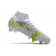 Nike Mercurial Superfly 8 Elite SG-Pro AC Silver Safari - Blanc Noir Argenté Jaune Fluo