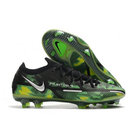 Nike Phantom GT2 Elite FG Noir Platine Métallique Vert Strike