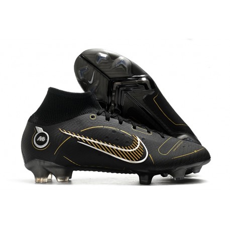 Nike Mercurial Superfly 8 Elite FG Noir Or Métallique Argent Métallique