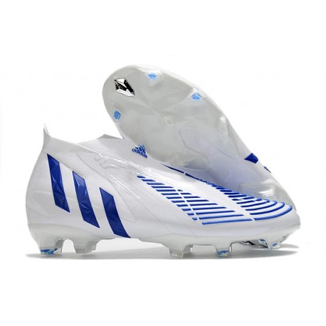 adidas Predator Edge+ FG Crampons Blanc Bleu Hi Res Blanc