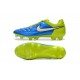 Nouveau Chaussure de Foot Nike Tiempo Legend FG Bleu Lagon Blanc Volt Noir