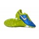 Nouveau Chaussure de Foot Nike Tiempo Legend FG Bleu Lagon Blanc Volt Noir