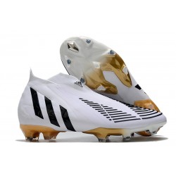 adidas Predator Edge+ FG Crampons Blanc Or Noir