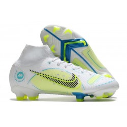 Nike Mercurial Superfly 8 Elite FG Blanc Bleu Jaune