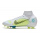 Nike Mercurial Superfly 8 Elite FG Blanc Bleu Jaune