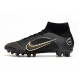 Nike Mercurial Superfly 8 Elite AG Pro Noir Or Métallique Argent