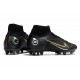 Nike Mercurial Superfly 8 Elite AG Pro Noir Or Métallique Argent