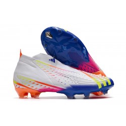 adidas Predator Edge+ FG Blanc Jaune Solaire Bleu Power