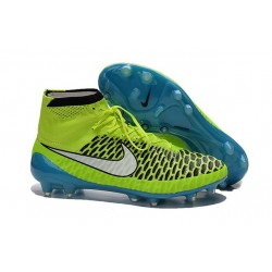 Crampons Football Magista Obra FG Chaussure Homme Volt Blanc Bleu Lagon Noir