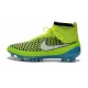 Crampons Football Magista Obra FG Chaussure Homme Volt Blanc Bleu Lagon Noir