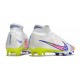 Nike Air Zoom Mercurial Superfly IX Elite FG Blanc Bleu Rose