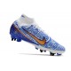 Nike Zoom Mercurial Superfly 9 Elite SG Blanc Bleu