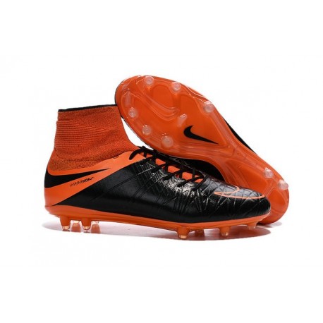 Hommes Chaussures Nike HyperVenom Phantom 2 FG Cuir FG Noir Orange Total