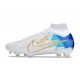 Nike Air Zoom Mercurial Superfly 9 Elite FG Blanc Bleu Or