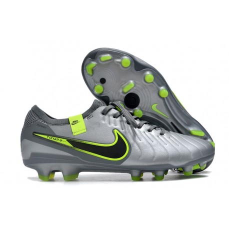 Chaussure Nike Tiempo Legend 10 Elite FG Gris Noir Vert