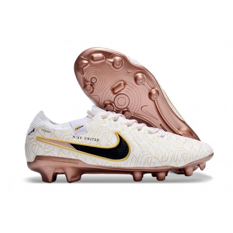 Chaussure Nike Tiempo Legend 10 Elite FG Blanc Or Noir