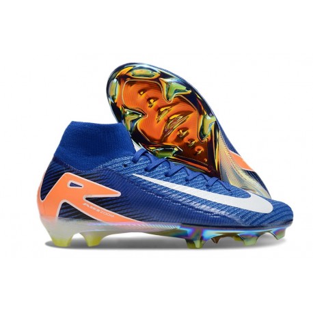 Nike Zoom Mercurial Superfly 10 Elite FG Bleu Blanc Orange