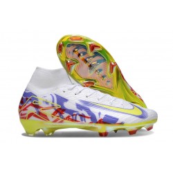 Nike Zoom Mercurial Superfly 10 Elite FG Blanc Jaune Violet