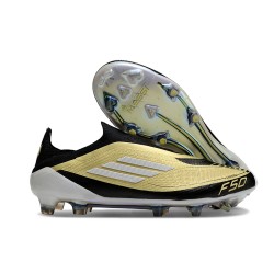 adidas F50 Elite Laceless FG Doré Noir Blanc