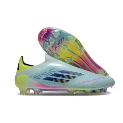 adidas F50 Elite Laceless FG Bleu Très Pâle Semi Bleu Lucide Jaune Semi Solaire