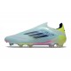 adidas F50 Elite Laceless FG Bleu Très Pâle Semi Bleu Lucide Jaune Semi Solaire